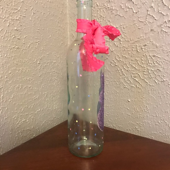 Purple Glitter Bunny Hand Painted Wine Bottle - Picture 3 of 7